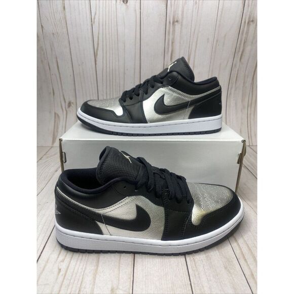 Nike Air Jordan 1 Low SE Silver Toe Black Womens Size 12 Rare DA5551-001